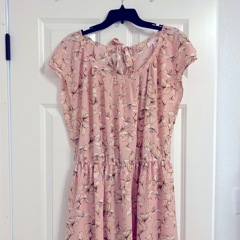LIKE NEW pink with flower sundress; perfect for summer weddings!